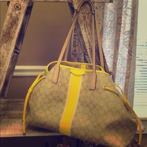 Coach Purse Tan with yellow accents.